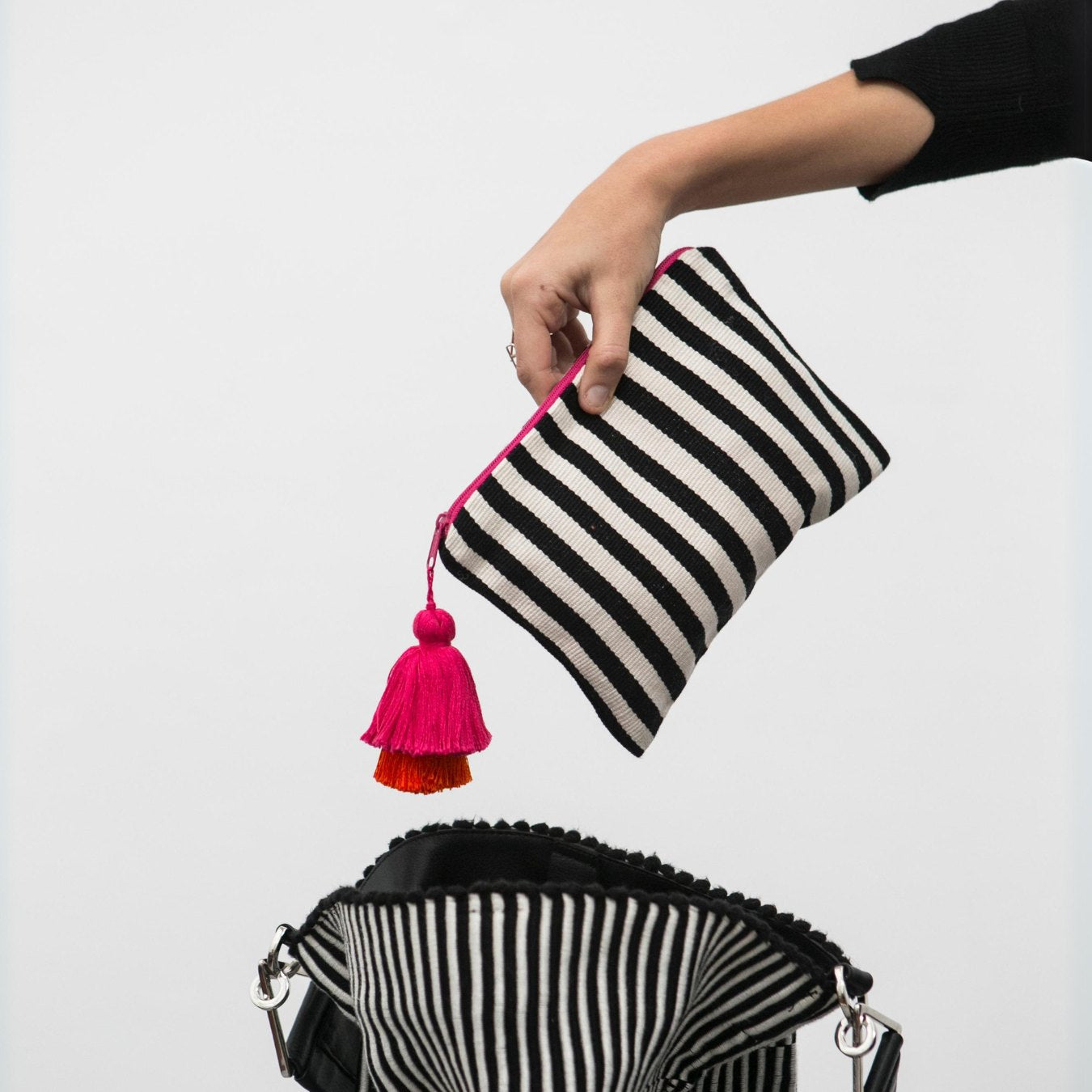 Striped Woven Everything Pouch