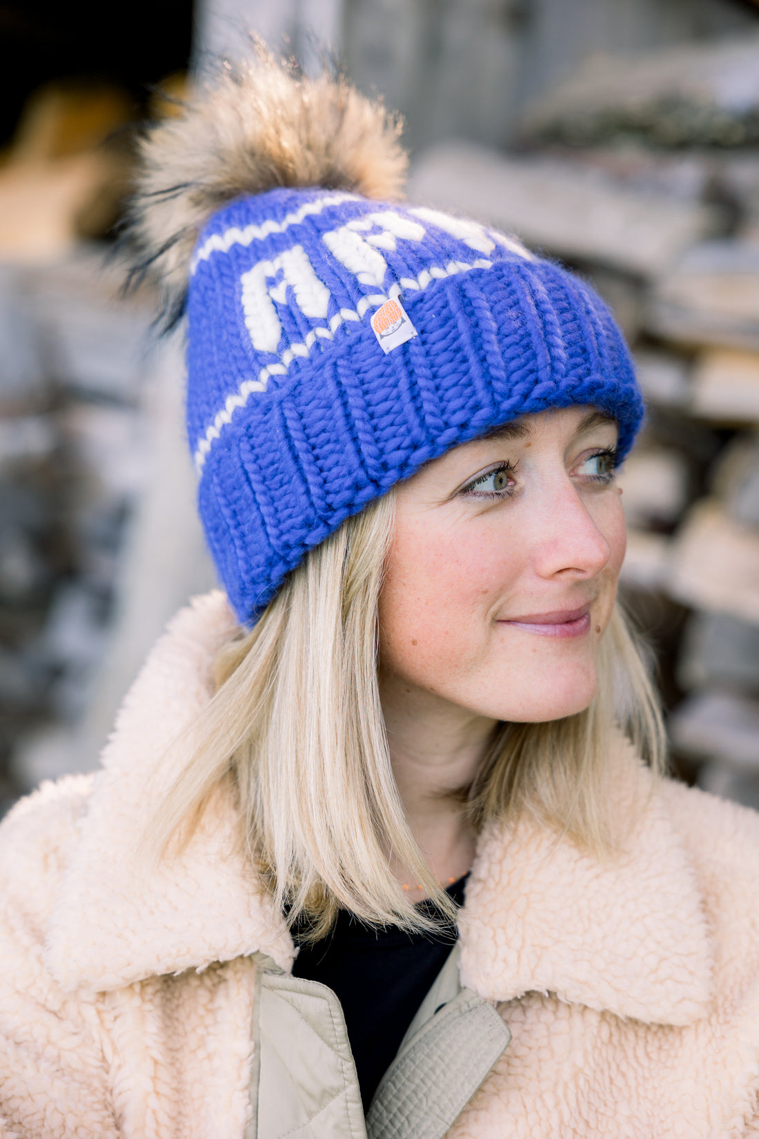 Shit That I Knit Women's The Pats NFL Beanie in Navy, Wool