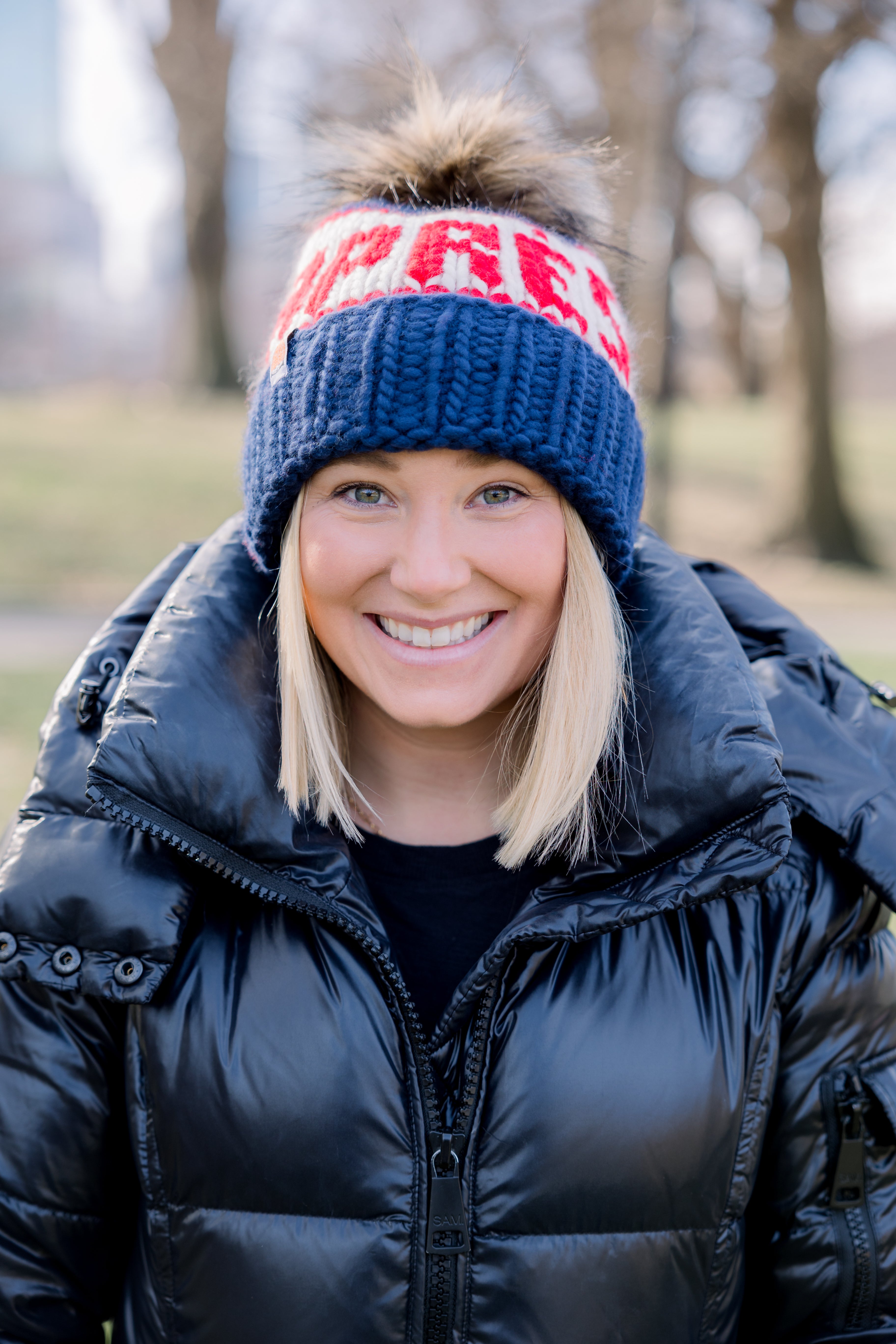 The Apres Beanie in Red, White and Blue
