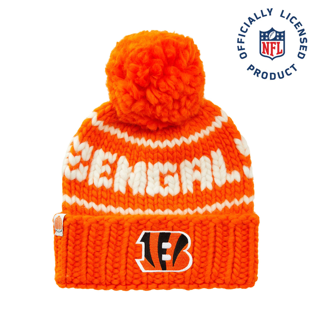 Cincinnati Bengals NFL Sideline Kids Orange Bobble Beanie Hat