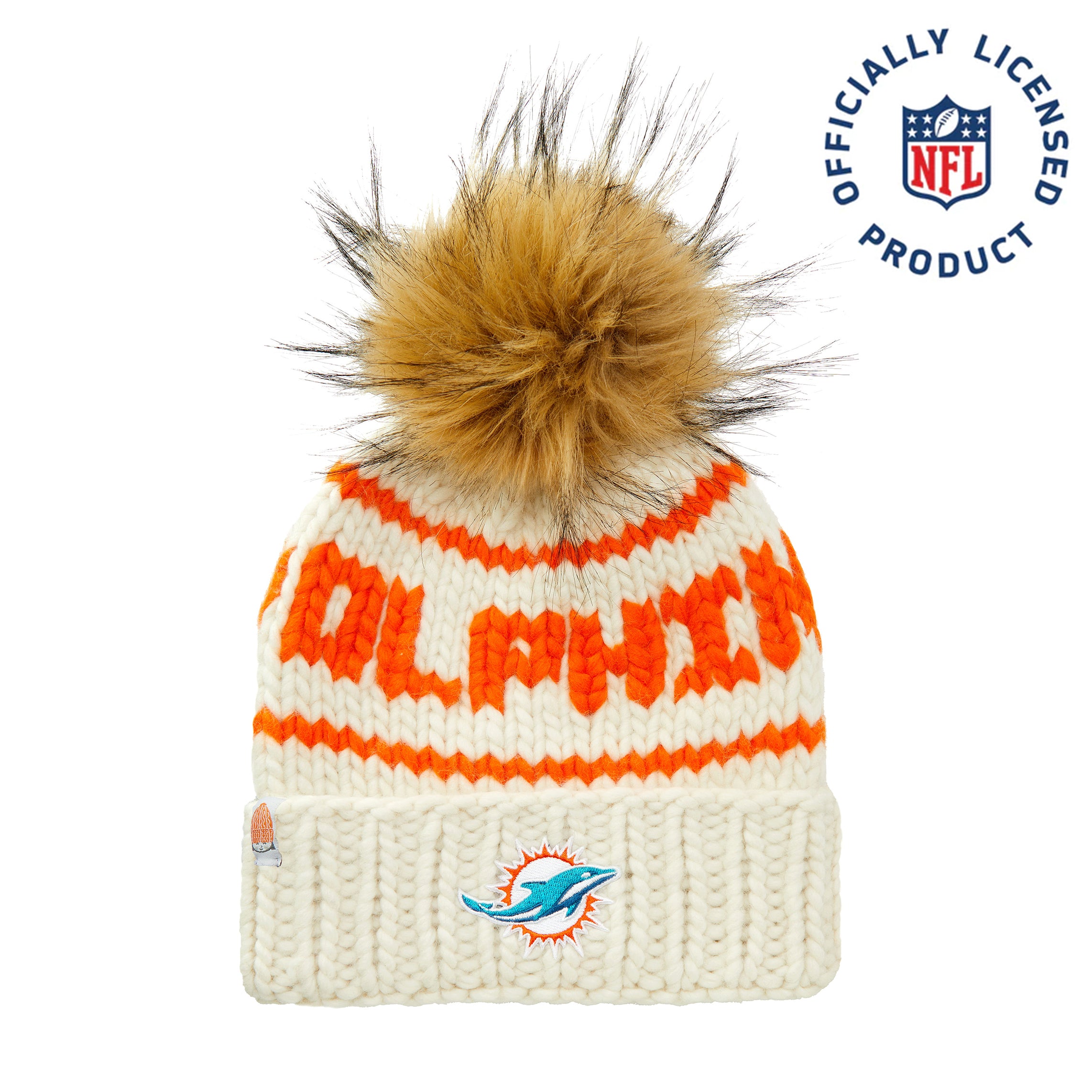 The Dolphins NFL Beanie with Faux Fur Pom