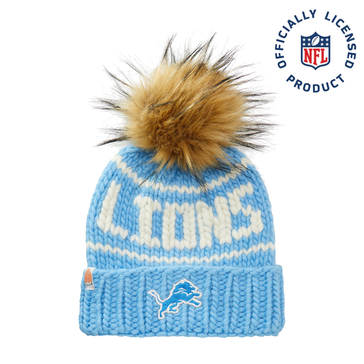 The Lions NFL Beanie with Faux Fur Pom