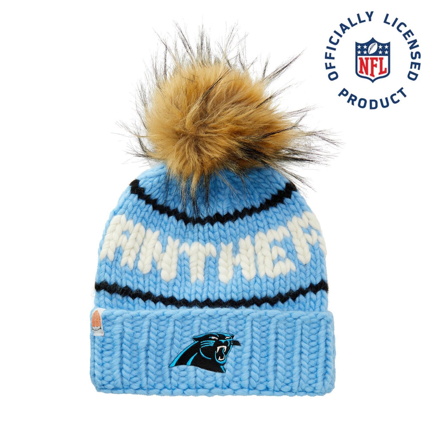 The Panthers NFL Beanie with Faux Fur Pom