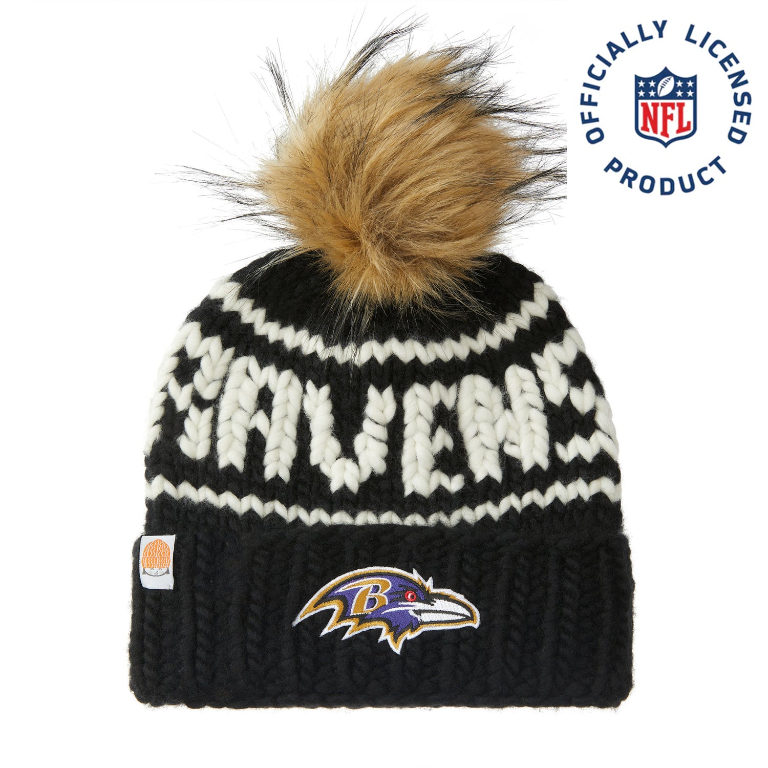 The Ravens NFL Beanie with Faux Fur Pom