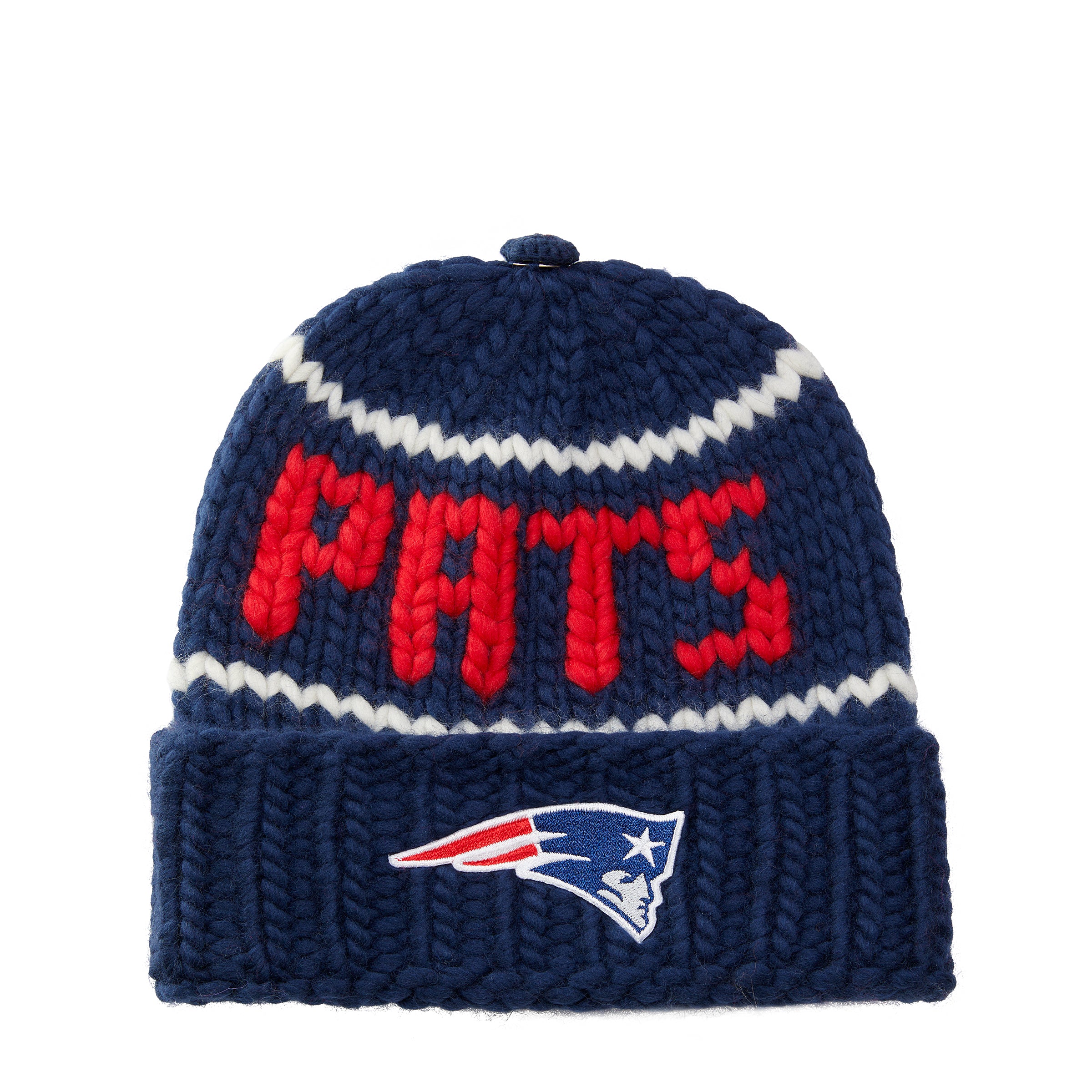 The Pats NFL Beanie with Navy Snap Cover