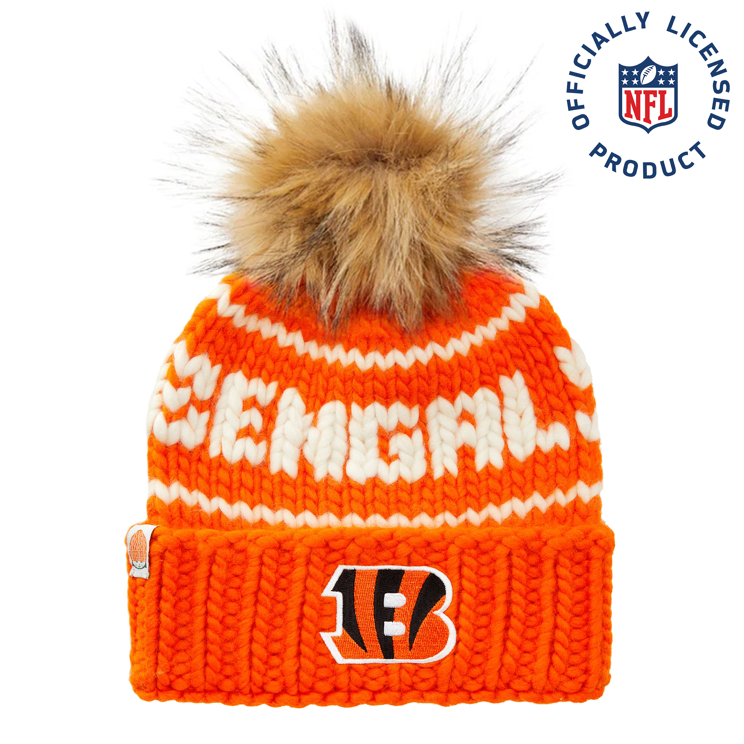 The Bengals NFL Beanie with Faux Fur Pom
