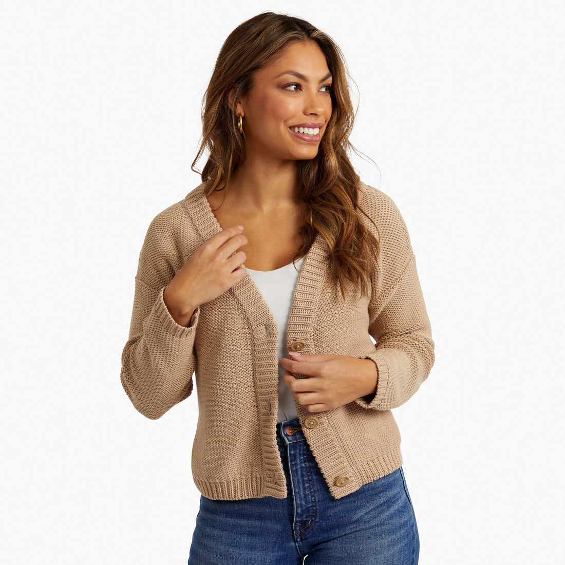 The Cabot Cardigan in Camel