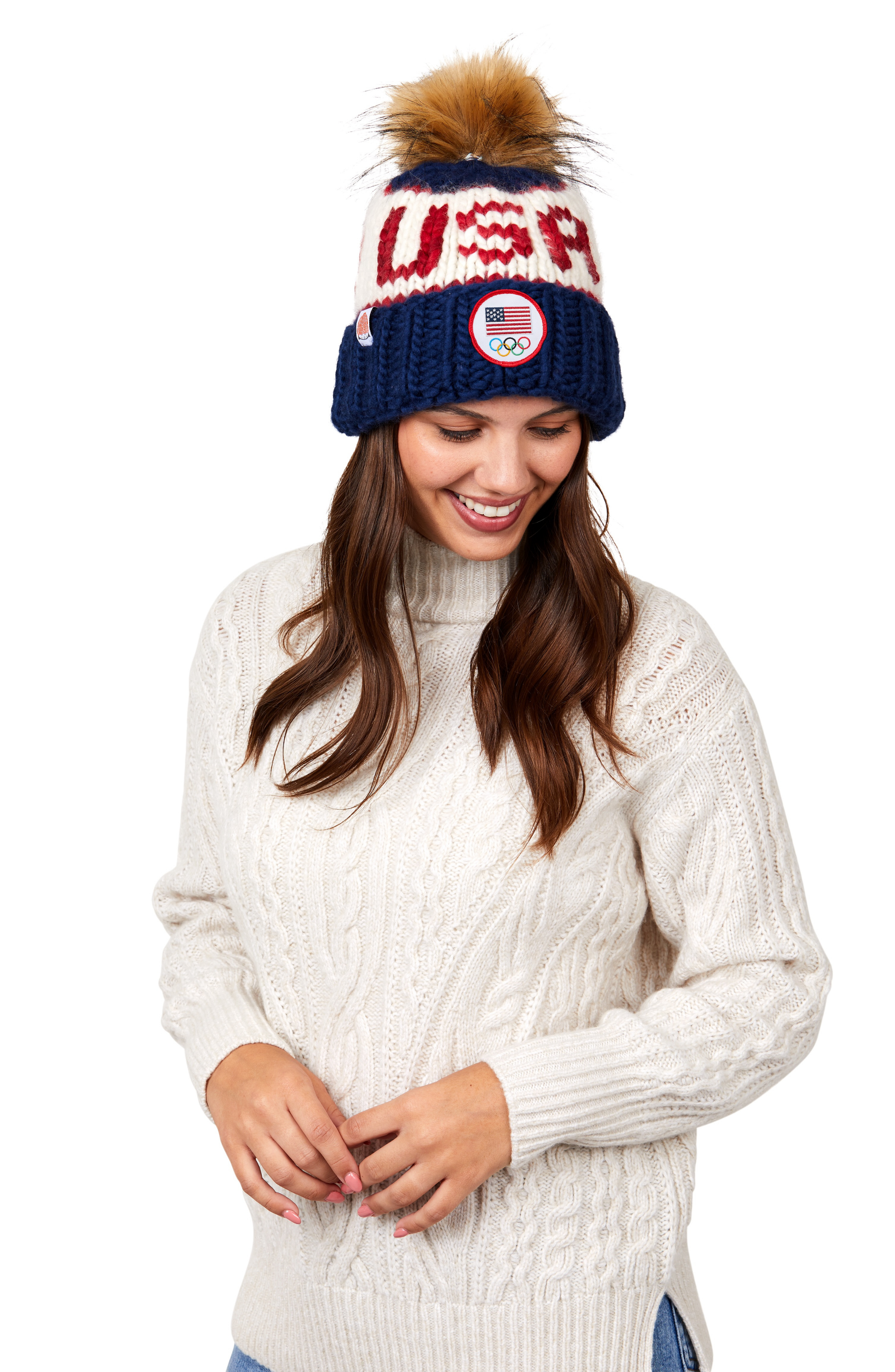 SH*T THAT I KNIT Navy Chicago Bears Custom Logo Cuffed Knit Hat With Pom in  Blue