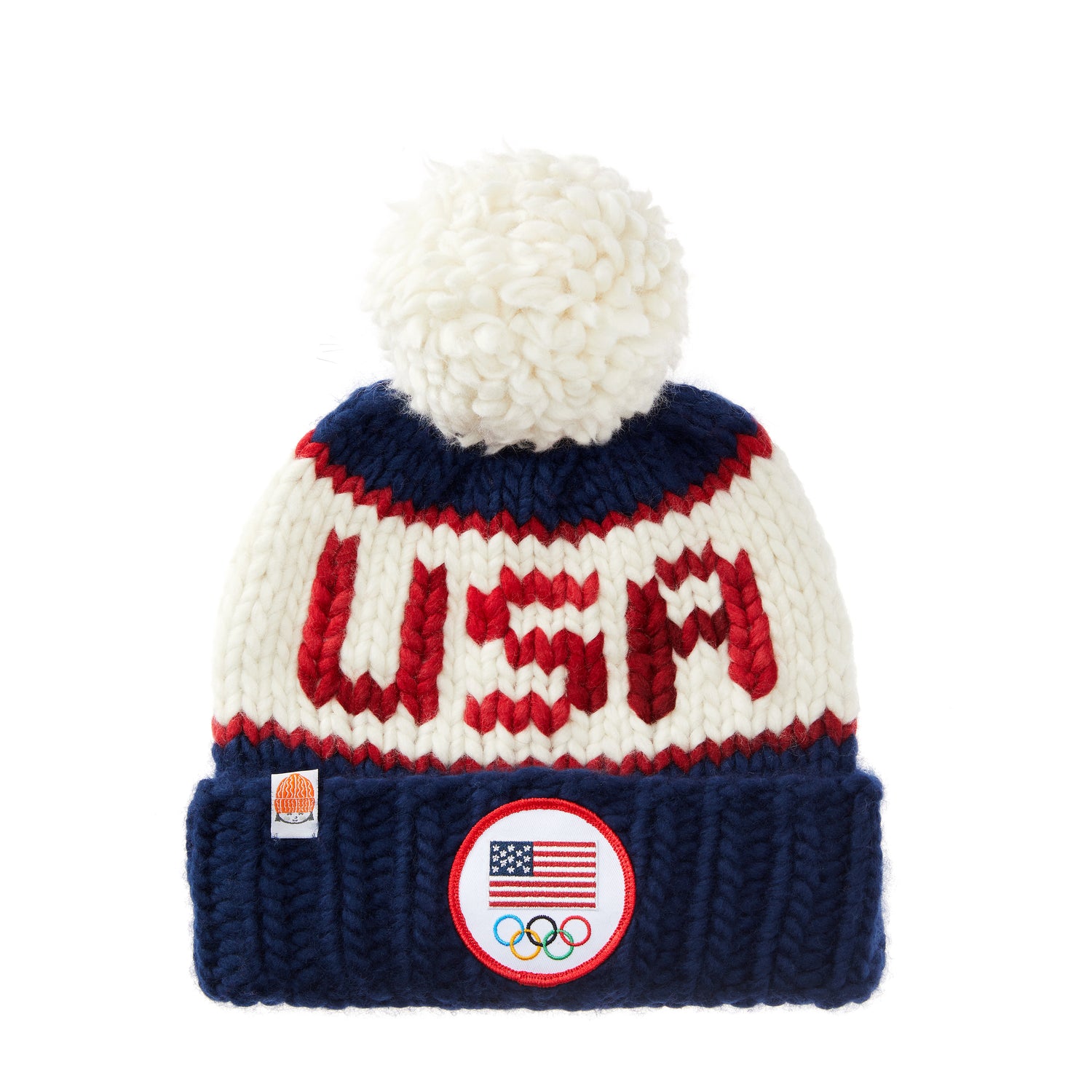 The Team USA Beanie w/ White Lie Yarn Pom